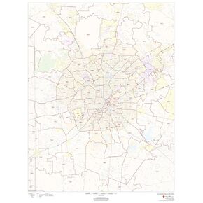 San Antonio, Texas Zip Codes - 36" x 48" Matte Plastic Wall Map