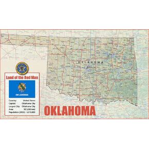 Oklahoma State Physical Poster Map - 16.5 x 27.3 Inches - Paper Laminated