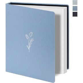 Photo Album Self Adhesive, 3 Ring Photo Albums Book Linen Cover for 4x6 5x7 8x10 photos, 40 Pages DIY Scrapbook Album for Family, Friends, Couple (Blue, Cedar)