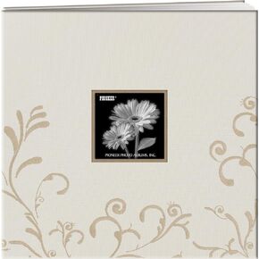 Pioneer 12" X 12" Scroll Embroidery Fabric Postbound Memorybook With Window, Ivory