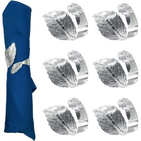 Gold Napkin Rings, 6PCS Leaf Napkin Rings Metal for Table Setting Wedding Birthday Anniversary Easter Christmas Halloween Thanksgiving Party Fall