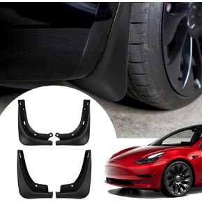 4PCS Mud Flaps Splash Guards, Front & Rear Tire Wheel Mud Guards All Weather Mudguards Mudflaps with Hardware Kits Accessories for Tesla Model 3 2016-2023