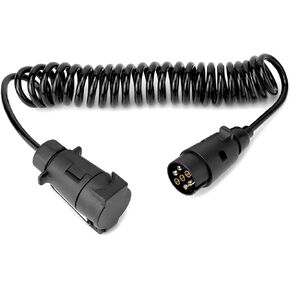 QWORK 7-Way Electrical Power Cord Cable with SAE J560 Plug - 10.5FT High Conductivity Copper Wire for Semi Trucks, Trailers, Tractors - 12V