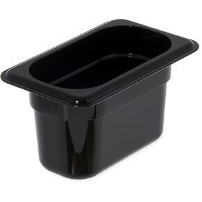 Carlisle FoodService Products Storplus Food Storage Container Food Pan, Chafing Pan for Catering, Buffets, Restaurants, Polycarbonate (Pc), 1/9 Size 4 Inches Deep, Black, (Pack of 6)