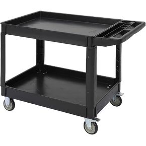 Service Cart 2-Shelf, Storage Handle, 500 lbs Capacity, for Warehouse/Garage/Cleaning/Manufacturing，45"X25" in Kuwait