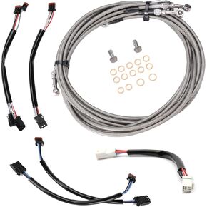 MoKitDora Touring Handlebar Extended Cable Kit كابل قابض خط الفرامل CAN-Bus TBW بدوره إشارة الأسلاك تسخير ل 2017-2020 Harley FLTR FLHR FLHX FLHT مع ABS (مخلب هيدروليكي) 14 "المقود، أسود