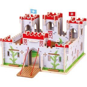 Bigjigs Toys, King George's Wooden Castle, Wooden Toy, Wooden Castle Toy, Knights Toys, Toy Castle, Toys for 3 4 5 Year Olds, Pretend Play, Castle Dollhouse