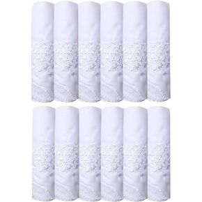 Bulk New Embroidery Ladies White Flower 100% Cotton handkerchiefs