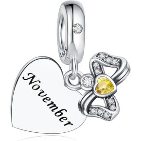 Birthstone Charms 925 Sterling Silver Charms Fit Pandora Charms Bracelet Fit Wife Daughter Mother's Day Christmas Birthday Gift