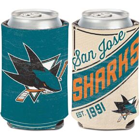 Caseys NHL San Jose Sharks Vintage Design Can Cooler 1-Pack 12 oz. (Foldable, 2-Sided Design), red, black, white in Saudi Arabia