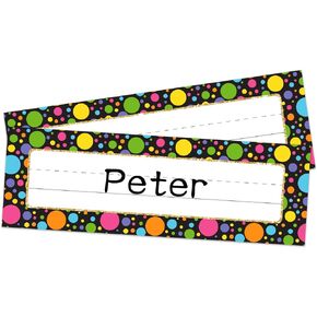 PETCEE 36Pcs Watercolor Dots Desk Name Plates for School Classroom Confetti Name Plates for Student Desks, Desk Name Tags Stickers for Kindergarten Elementary Classroom Back to School Teacher Supplies