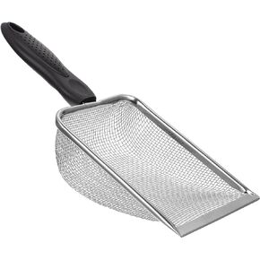 VILLCASE Poop Scoop Reptile Sand Substrate Metal Sand Shovel Stainless Steel Fine Mesh Terrarium Substrate Litter Corner Cleaner Reptile Habitat Sifting Scoopers Litter Scoop