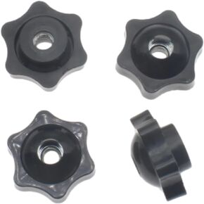 FDXGYH 32 Pcs M4 M6 M8 M10 Threaded Star Knob Nuts Plastic Hexagon Head Thru Hand Tighten Clamping Knobs (Black)
