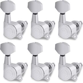 Rubatone Locking Guitar String Tuning Pegs Sealed Machine Heads Tuners Tuning Keys 6 In Line for Right Handed Electric Guitar or Acoustic Guitar Chrome.