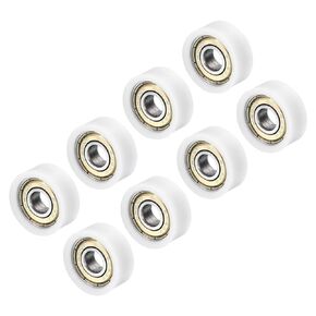 PATIKIL Nylon Pulley Wheel 10x38x12mm, 8 Pack 608zz Bearing Sliding Conveyor Roller Wheel for Door Window Drawer Hardware Driving Mechanical Equipment, White