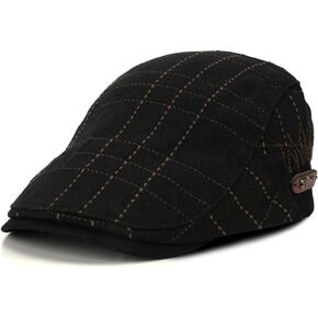 M MOACC Men Newsboy Caps Cotton Buckle Adjustable Beret Hat Flat Driving Cap Cabbie Gatsby Hats