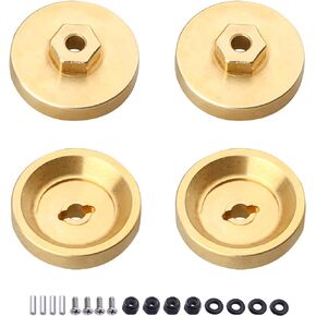 HobbyPark Brass Wheel Weights Hex Adapter 4mm w/Locknuts for AXIAL SCX24 Deadbolt AXI90081 Upgrades 1/24 RC Crawler Car (Set of 4)