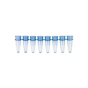 Caplugs Evergreen 214-3456-B80 PCR Tubes in Strips of 8. 0.2 mL, Polypropylene Co-Polymer, Blue (Pack of 25)