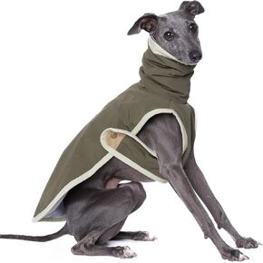 Yigi Turtleneck Jacket with Harness Opening, Fleece Lining- Warm, Adjustable, Lightweight, Breathable Sweater Jacket for Italian Greyhound (Small)