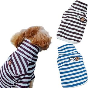 Pack of 2 Cute Doggie Embroidery Dog Coat Turtleneck Stretchy Dog Sweater Super Soft Dog Cold Weather Coat for Cats Dogs (X-Large, Blue+Brown)