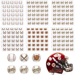 300 Pcs 12 Sheets Baseball Helmet Stickers 1.18 Inch Waterproof Baseball Stickers Round Helmet Decals Vinyl Stickers for Baseball Helmet Award Laptop Water Bottle Scrapbook Sport Party