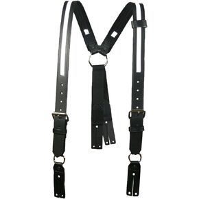 Boston Leather Fireman's Suspender, 1-1/2" - w/Silver Ref. Trim XL - w/Loop Attachment