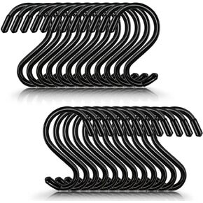 12 Pack 5 Inch Large S Hooks,Heavy Duty S Hooks for Hanging Plants,Vinyl Coated Non Slip Clothes S Hooks,Black S Hooks Pot Rack Closet Hooks for Hanging Plants, Kitchen Utensil, Pots, Pans, Bags
