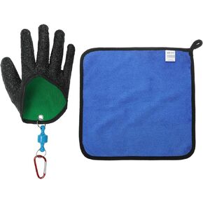 PATIKIL Fishing Gloves with Magnet Release, Fisherman Professional Catch Fish Gloves Non-Slip Puncture Resistant Fillet Glove with Towel for Handing Catching Cleaning