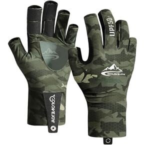JJZS UPF50+ Sun Protection Gloves for Men Women 3/4 Fingerless Fishing Gloves UV Gloves for Kayaking, Rowing, Sailing, Canoeing, Paddling, Boating, Hiking, Driving, Hunting, Summer Outdoor Work