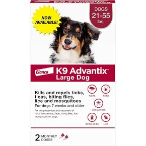 K9 Advantix Flea, Tick & Mosquito Prevention for Dogs 21-55 lbs. | Flea Drops for Large Dogs | Apply Monthly | 2 Treatments
