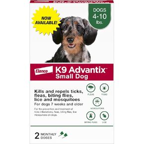 K9 Advantix Flea, Tick & Mosquito Prevention for Dogs 4-10 lbs. | Flea Drops for Small Dogs | Apply Monthly | 2 Treatments
