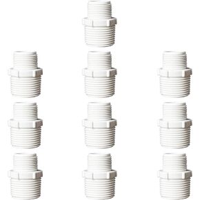 10PCS 1" to1/2" PVC Reducing Nipple Male Thread to Male Thread Coupling for PVC PIPE Pressure Fittings,PVC Male Adapter for PVC PIPE Connector White (1 Inch to 1/2 Inch)
