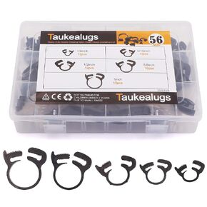 Taukealugs 56-Pcs Heavy Duty Speedy Double Snap Grip Nylon plastic Hose Clamps assortments-1/4inch,5/16inch,1/2inch,5/8inch,1inch