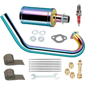 FVRITO ماسورة العادم الملونة مع كاتم للصوت للمفترس 212cc 196cc CT200u Coleman BT200X CT200U-EX KT196 Mini Bike Go Kart GX160 6.5HP Clone Engine Baja Warrior MB200 TrailMaster Performance Parts