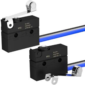 Joinfworld مفتاح حد صغير مع رافعة 6A 12V DC مقاوم للماء رافعة دوارة محكمة الغلق Microswitch SPDT 3 PIN 5A 250VAC مع سلك مسبق - قطعتان