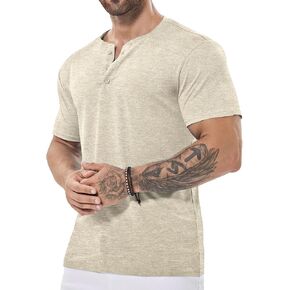 Mens Henley Shirt Dry Fit Tech 3 Button Slim Fit Quick Dry Gym Tshirt Short Sleeve Lightweight Casual T Basic Tee in Kuwait