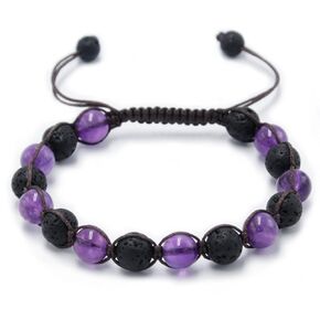 Gifts for Mom Protection Crystals Bracelet for Women, COLORFEY Real Stone Bracelet Gifts for Her Healing Bracelet, Genuine Amethyst Crystal Anxiety Relief Energy Beads Bracelet for Wife Girlfriend