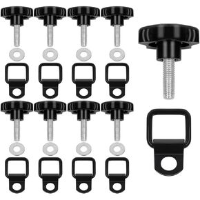 Jimen Compatible with Ford Bronco 2021-2023, 8PCS Hard Top Quick Removal Thumb Screws Bolts Set & 8PCS Tie-Down D-Rings (Black)