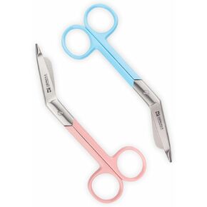 Dermax set of 2 Lister Bandage Scissors 5.5" with Sky Blue/Pink Powder Coating - Perfect for First Aid, Responders, Doctors, Nurses, Students and More