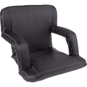 Home-Complete Stadium Seat Chair- Wide Bleacher Cushion with Padded Back Support, Armrests, 6 Reclining Positions and Portable Carry Straps
