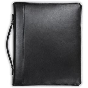 Samsill 15540 Regal Leather Padfolio Zipper 1 inch Ring Binder, Carry Handle, Interior 10.1 Inch Tablet Sleeve, Letter Size Writing Pad, Black