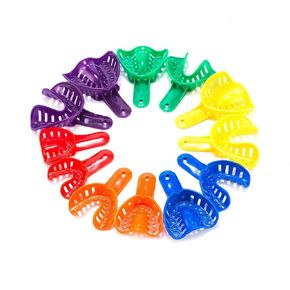 Dental Impression Trays Perforated Plastic Materials Teeth Holder for Adult/Children Orthodontics Upper & Lowe 12pcs