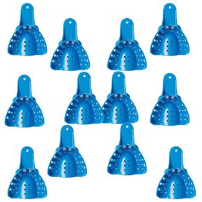 EASYTODENTA 12PCS Dental Impression Trays 8 Sizes Autoclavable Teeth Impression Kits S/M/L,Upper/Lower (L Lower)