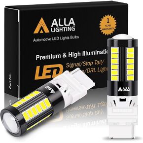 Alla Lighting WTY21W LED Bulbs, Super Bright Rear Turn Signal. Rear Fog Lights Bulbs Replacement 12V, Pure Red