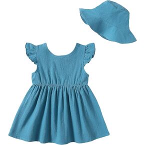 Toddler Baby Girl Dress Clothes Cotton Linen Short Sleeve Ruffle Dresses Infant Causal Beach Sundress Summer Outfits