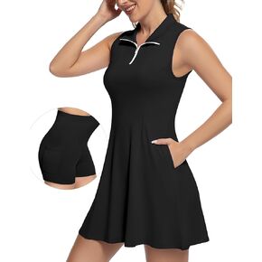 LOVRUBY Womens Tennis Workout Golf Dress with Shorts 3 Pockets UPF 50+ Active Sport Athletic Pickleball Outfits for Women