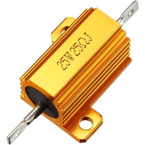 uxcell 25W 25 Ohm 5% Aluminum Housing Resistor Screw Tap Chassis Mounted Aluminum Case Wirewound Resistor Load Resistors Gold Tone 1 pcs