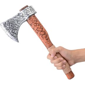 LarpGears Foam Viking Fake Axe for Halloween Costume Cosplay and Battle Game Classical Color 14 inches