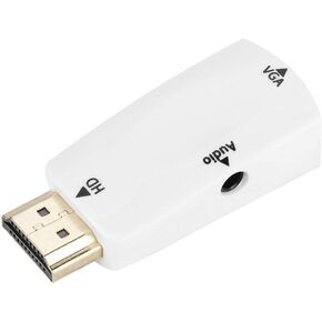 محول محول Sonew HD 1080P أنثى إلى VGA أنثى مع كابل إخراج صوت 3.5 مم للكمبيوتر/الكمبيوتر المحمول/DVD/سطح المكتب/اللوحة المسطحة/STB الرقمي/المشغل (أبيض) in Kuwait