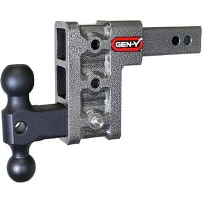 GEN-Y GH-313 MEGA-Duty Adjustable 5" Drop Hitch with GH-031 Dual-Ball for 2" Receiver - 10,000 LB Towing Capacity - 1,500 LB Tongue Weight